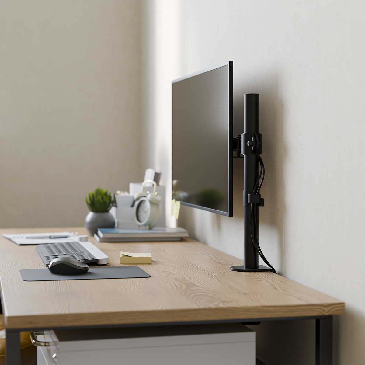 bureau, monitor, desk, muis, stdand