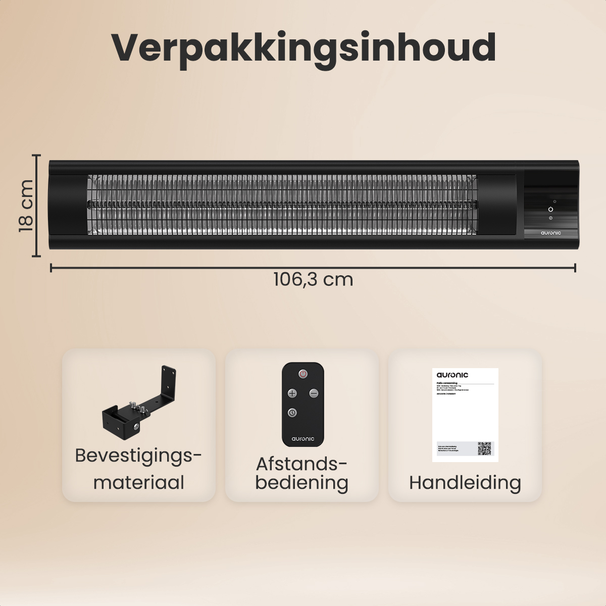 Terrasverwarmer XL 3000W 9 Standen Zwart