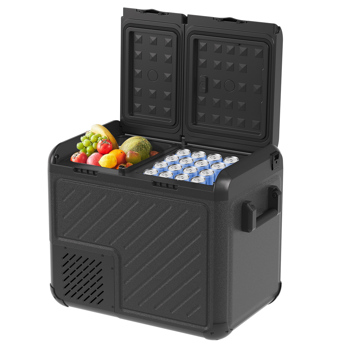 Elektrische Koelbox - 2 Vakken - 55L - Zwart/Grijs