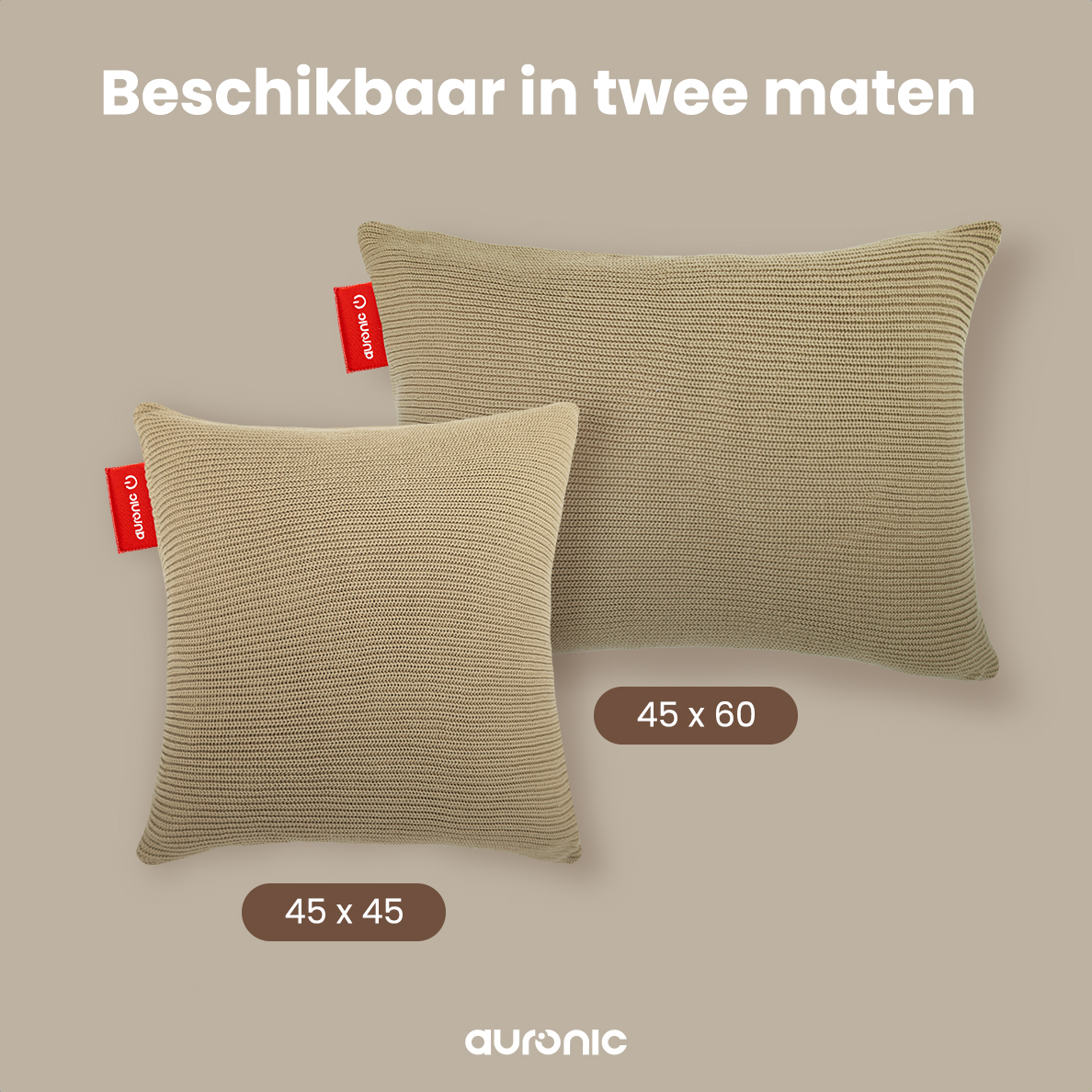 Warmtekussen - Gebreid - 45x45 - Taupe