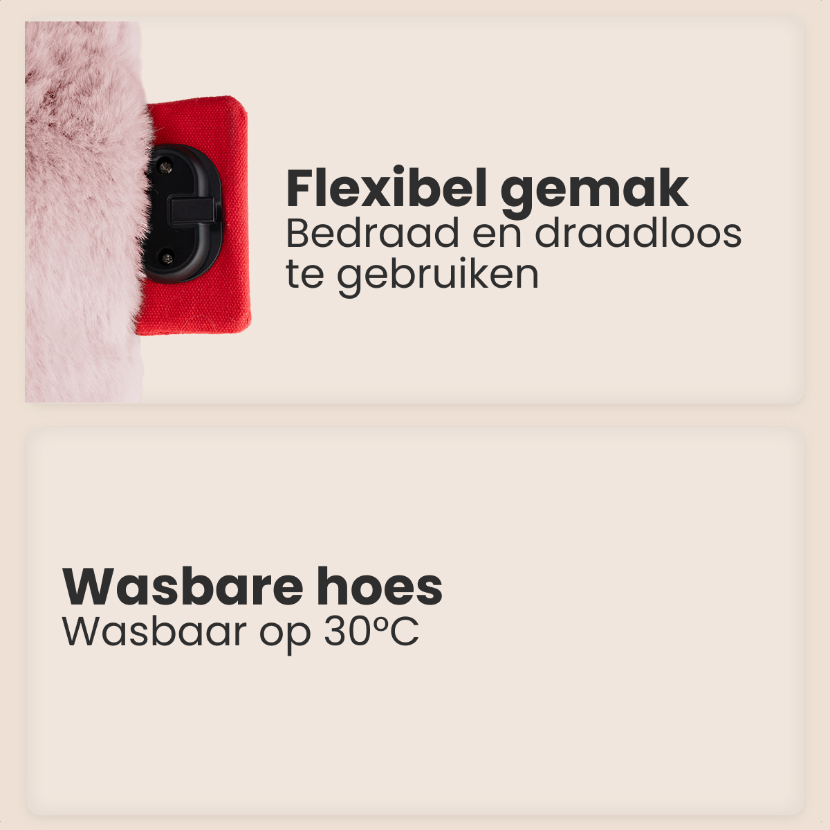 Warmtekussen Fur - 45x45 - Pastelroze