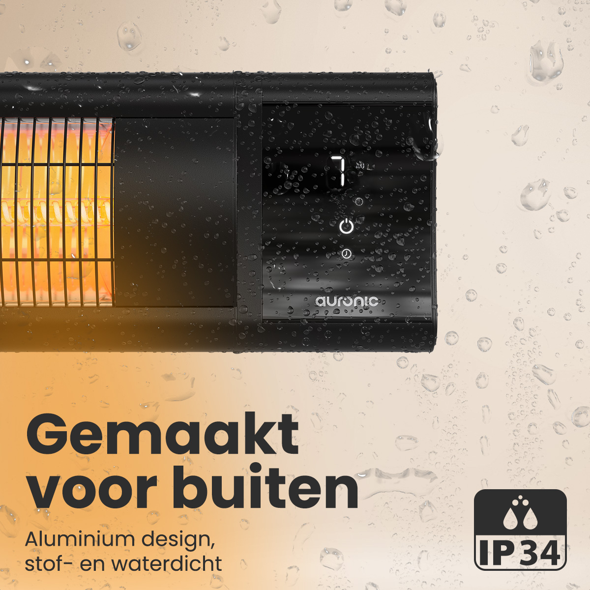Terrasverwarmer XL 3000W 9 Standen Zwart