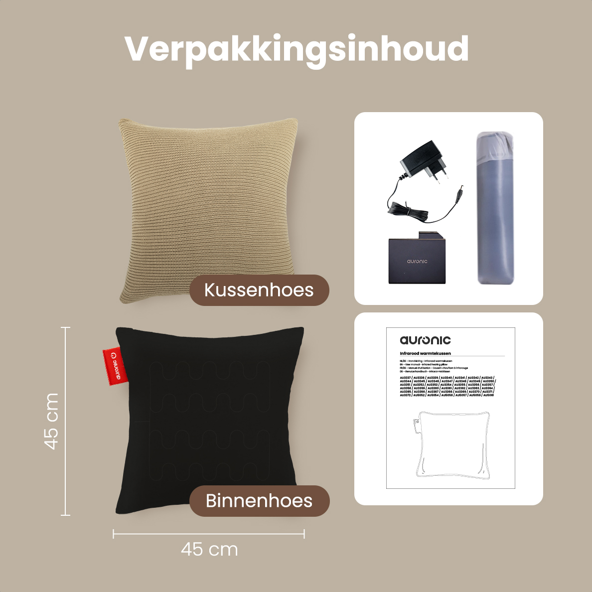 Warmtekussen - Gebreid - 45x45 - Taupe