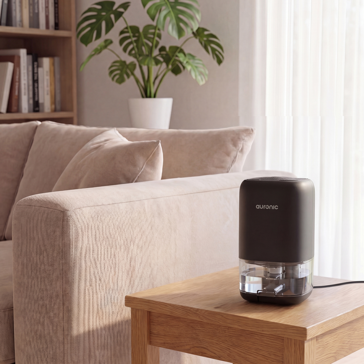luchtbevochtiger, humidifier, tabletop, black, transparent tank
