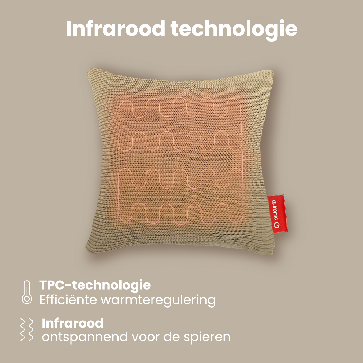 Warmtekussen - Gebreid - 45x45 - Taupe