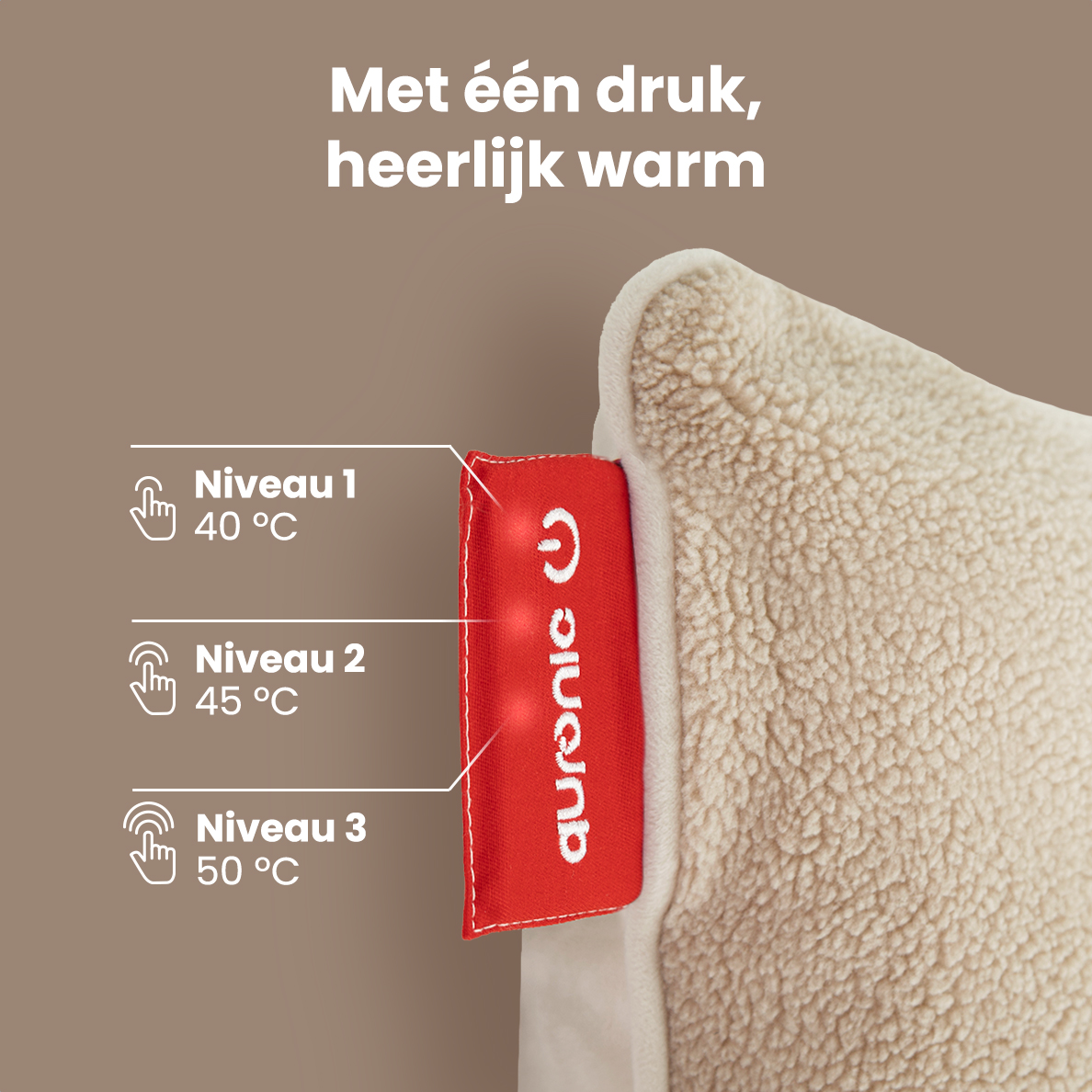Warmtekussen - Sherpa Fleece - 45x45 - Beige
