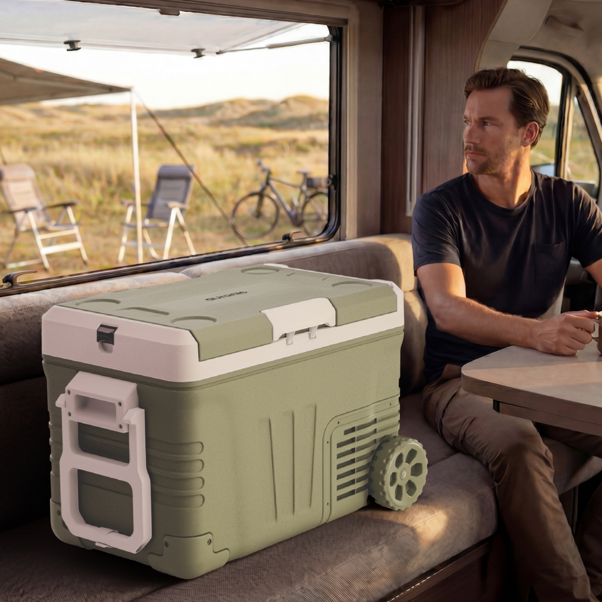 koelbox, camping, buitenkant, vouwbaar, wielen