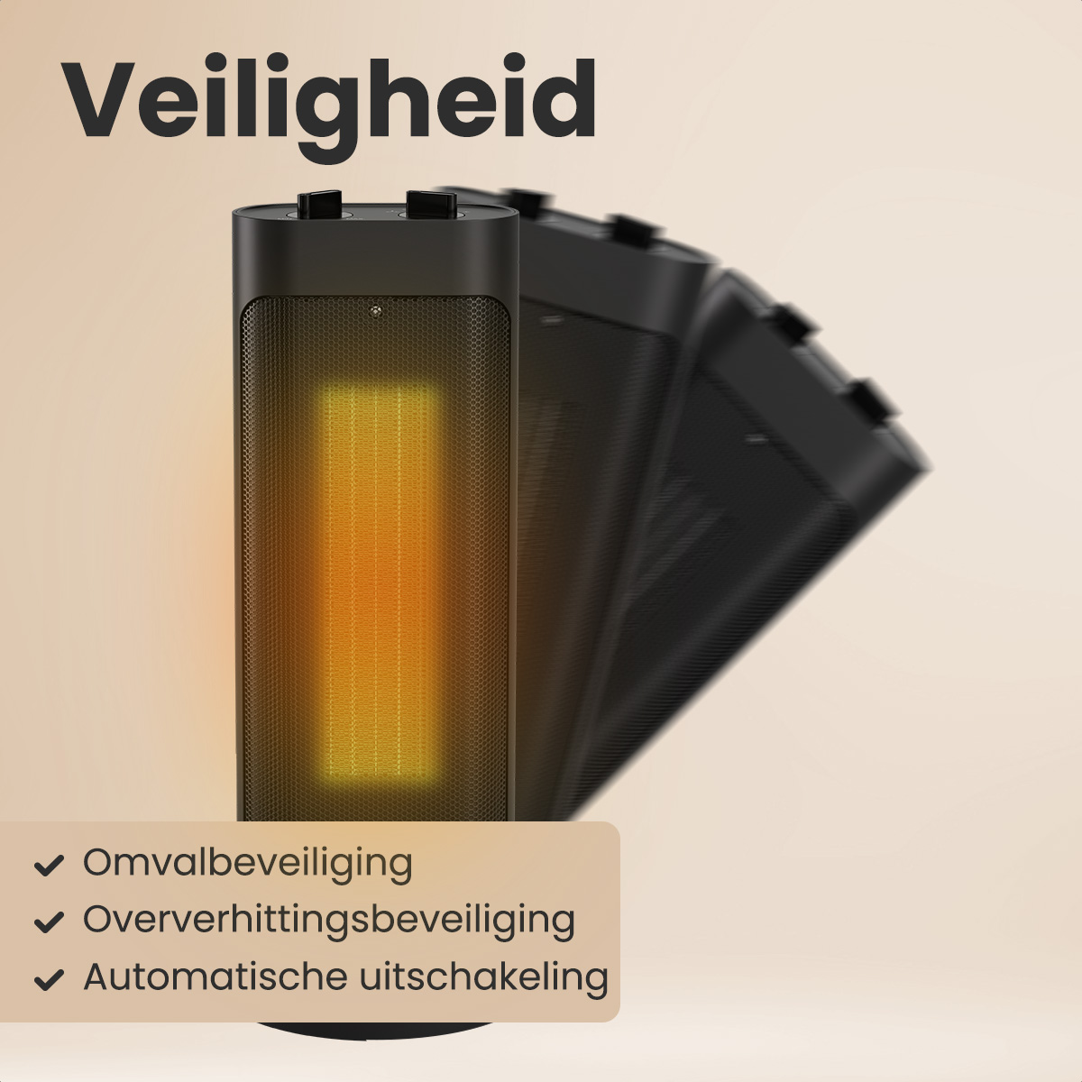 Ventilatorkachel Pro - 2000W Heater - Zwart