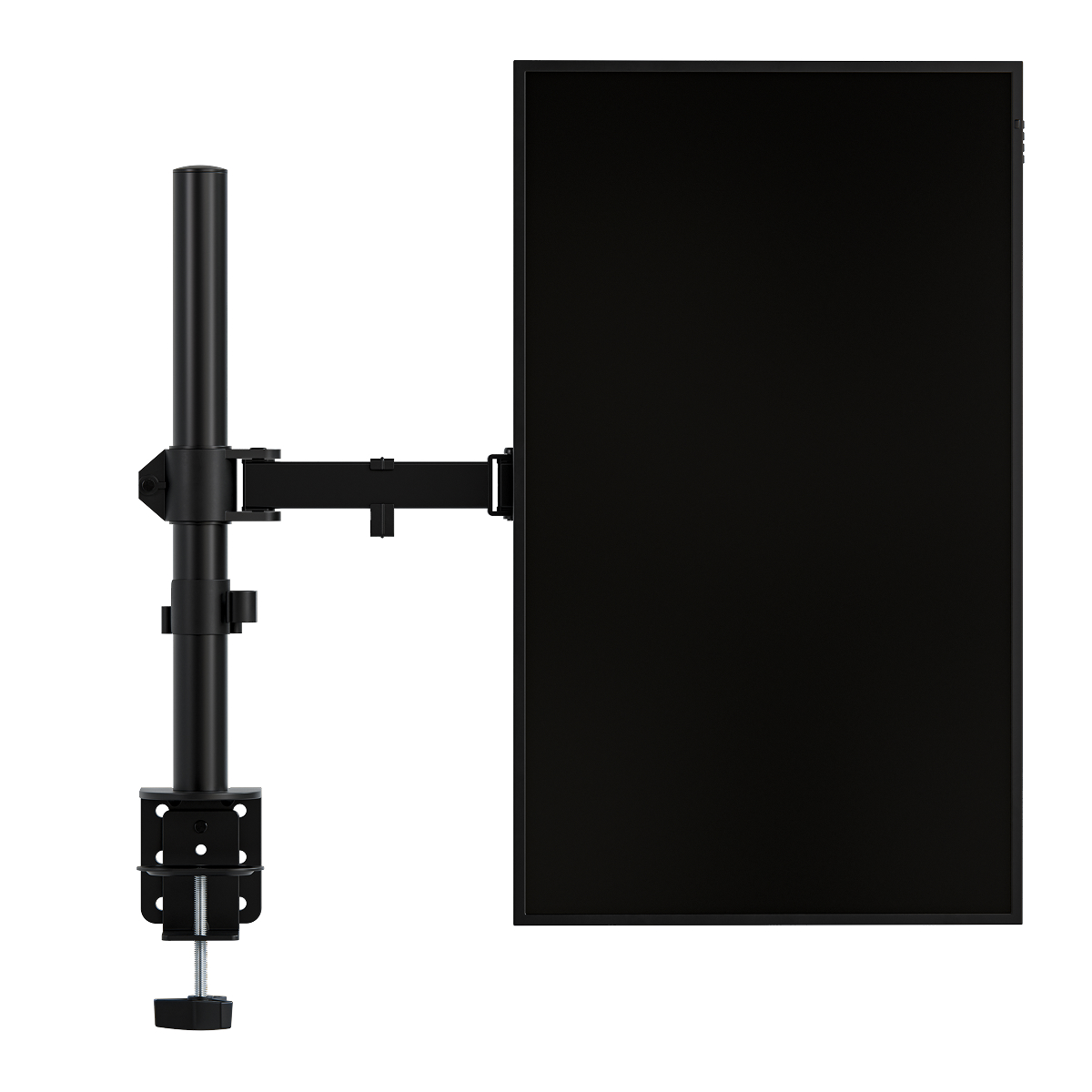 monitorscherm, monitor arm, verstelbaar, zwarte afwerking, klembevestiging