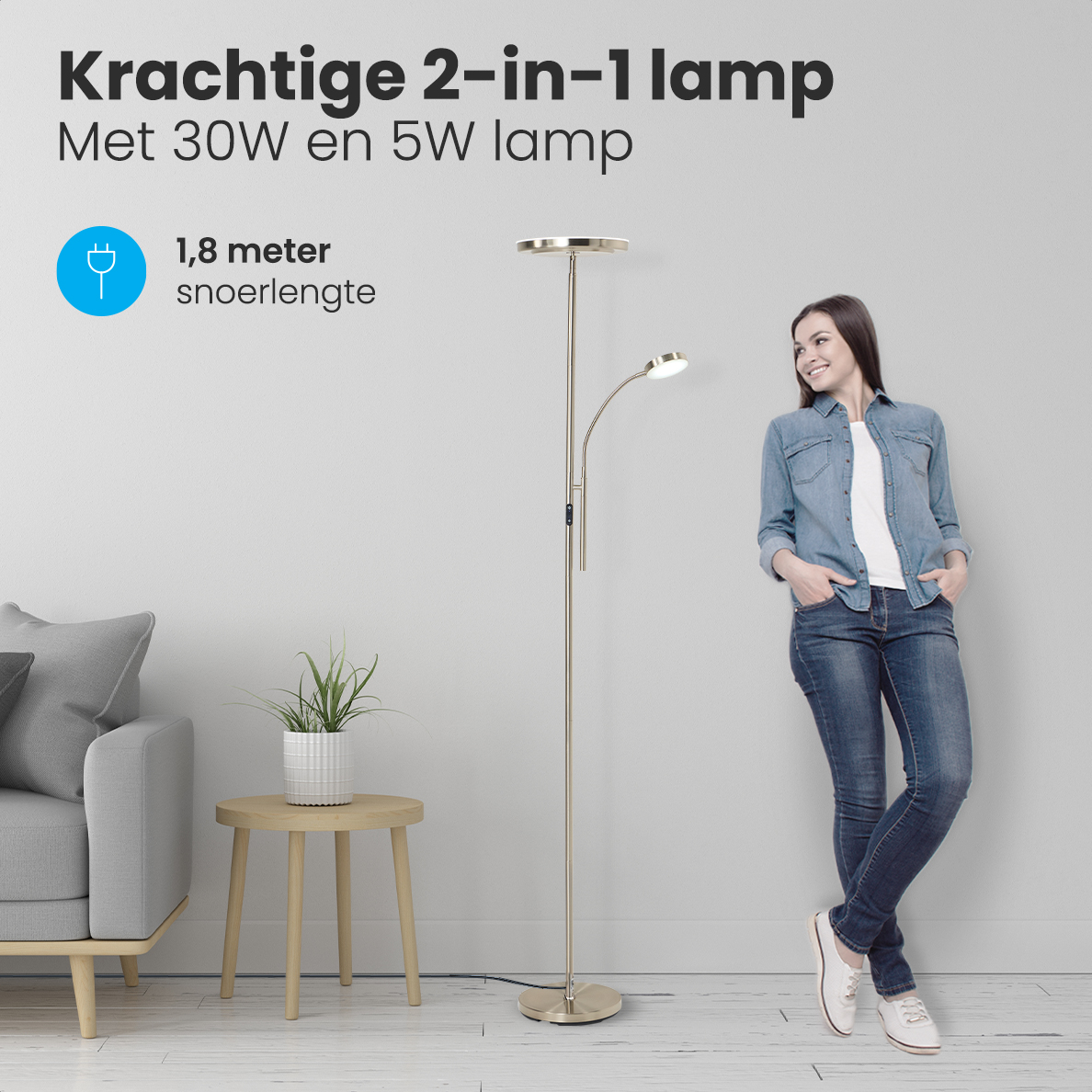 verlichting, vloerlamp, 2-in-1, metaal, kleurig centraal