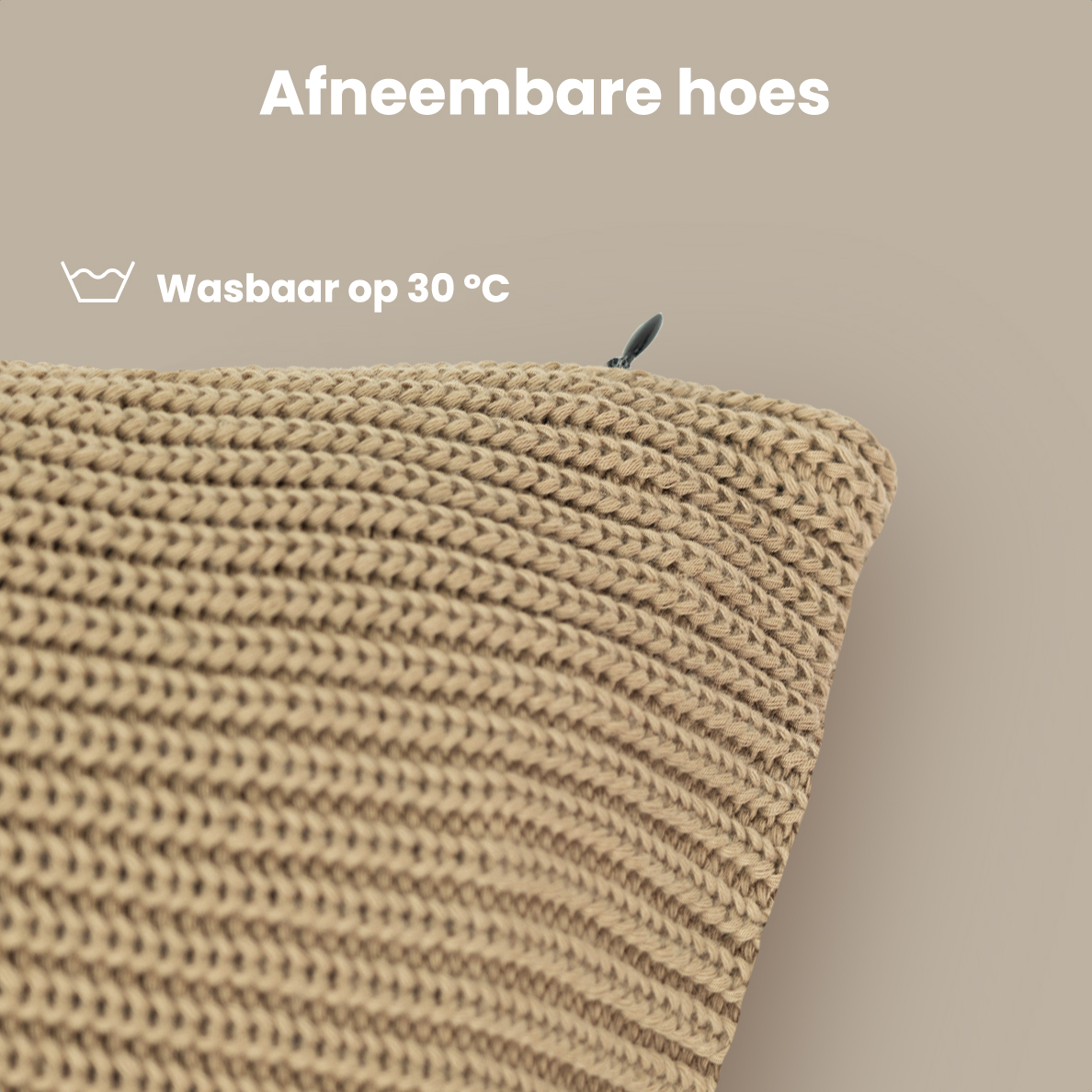 Warmtekussen - Gebreid - 45x45 - Taupe
