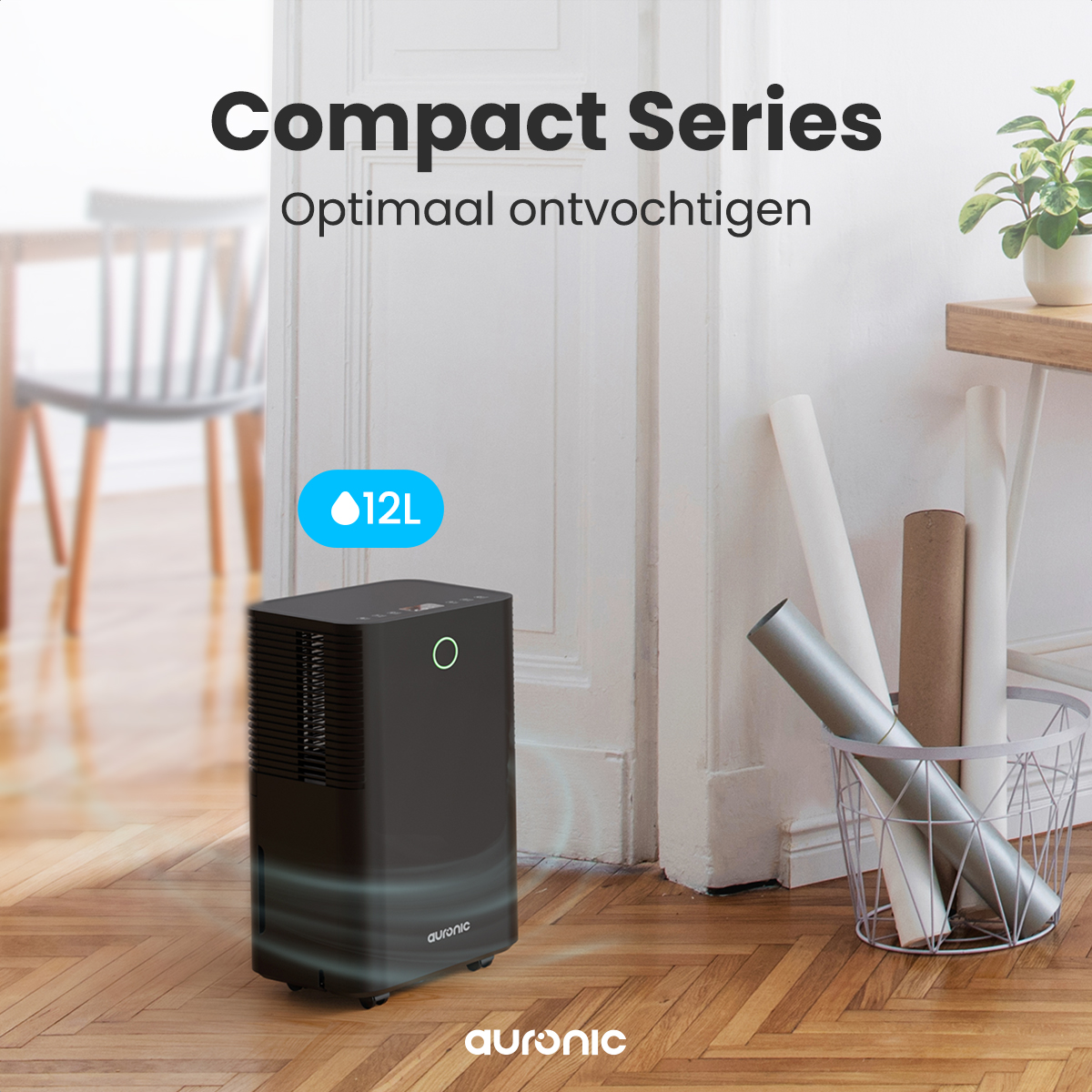 Luchtontvochtiger - Compact Series - 12L - Zwart