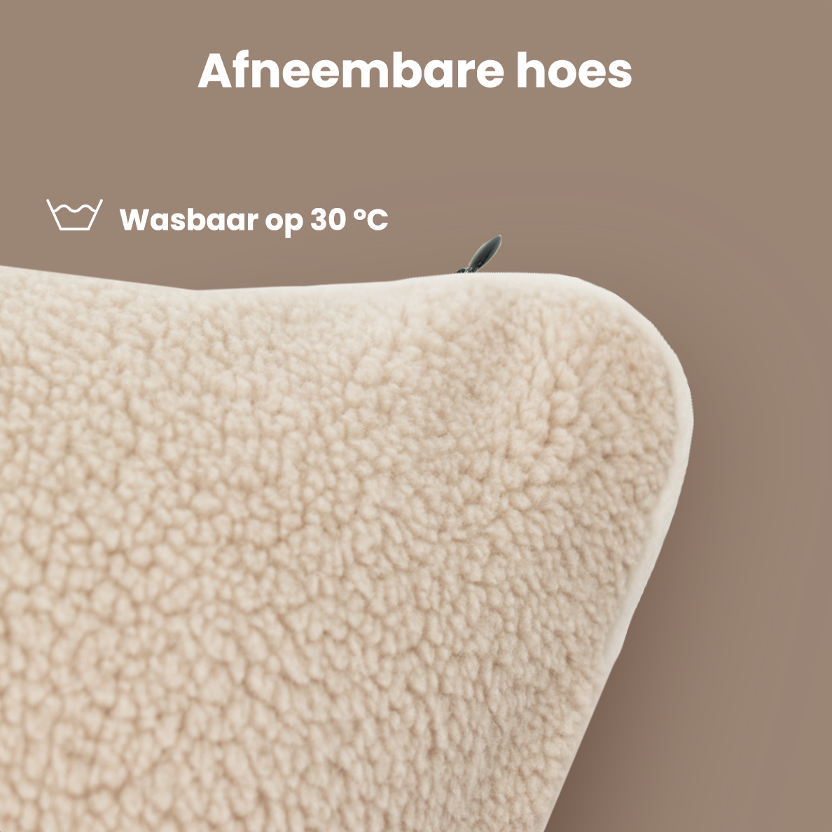 Warmtekussen - Sherpa Fleece - 45x45 - Beige