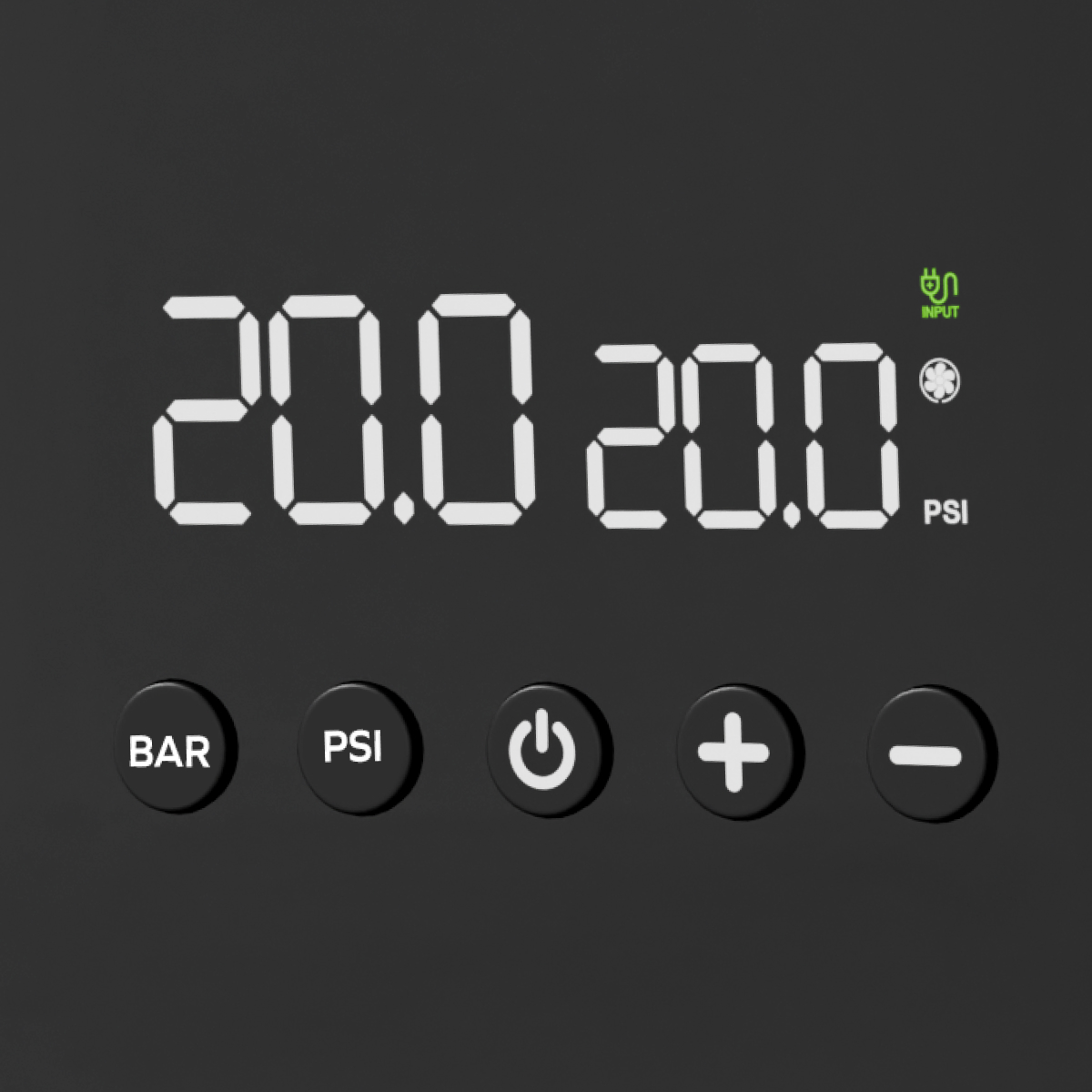 drukknoppen, meter, PSI, bar, digital display